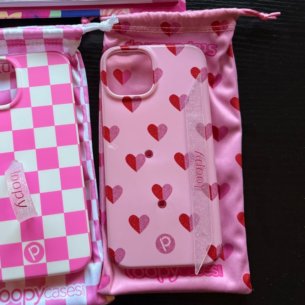 Pink Glitter Hearts Loopy Case iPhone 13/14